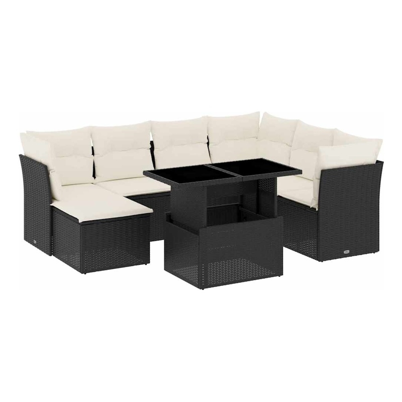 vidaXL 8 Piece Small Sofa Set in Black/White/Cream