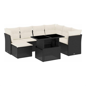 vidaXL 8 Piece Small Sofa Set in Black/White/Cream
