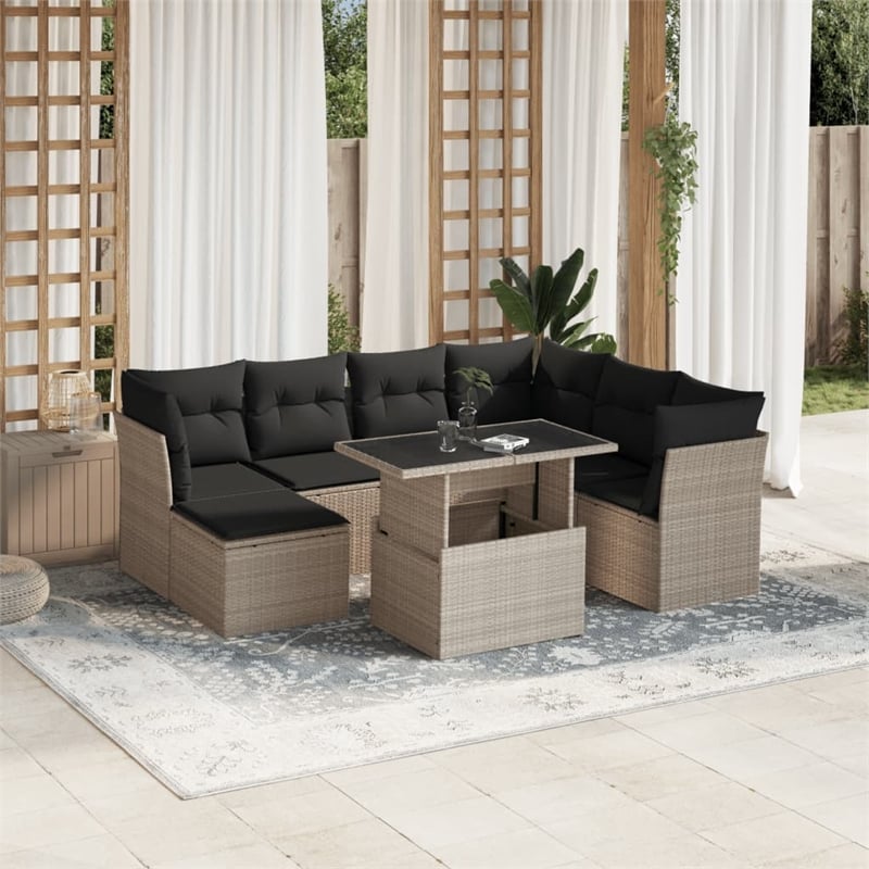vidaXL 8 Piece Poly Rattan Sofa Set in Gray