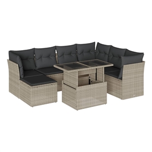 vidaXL 8 Piece Poly Rattan Sofa Set in Gray