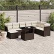 vidaXL 9 Piece Poly Rattan Sofa Set in White/Brown/Cream