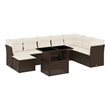 vidaXL 9 Piece Poly Rattan Sofa Set in White/Brown/Cream