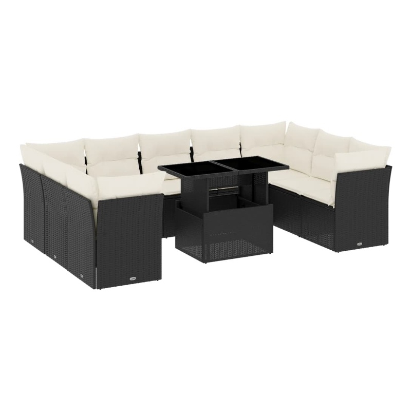 vidaXL 10 Piece Sofa Set in Black/White/Cream