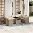 vidaXL 10 Piece Poly Rattan Sofa Set in Beige