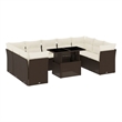 vidaXL 10 Piece Poly Rattan Sofa Set in Brown