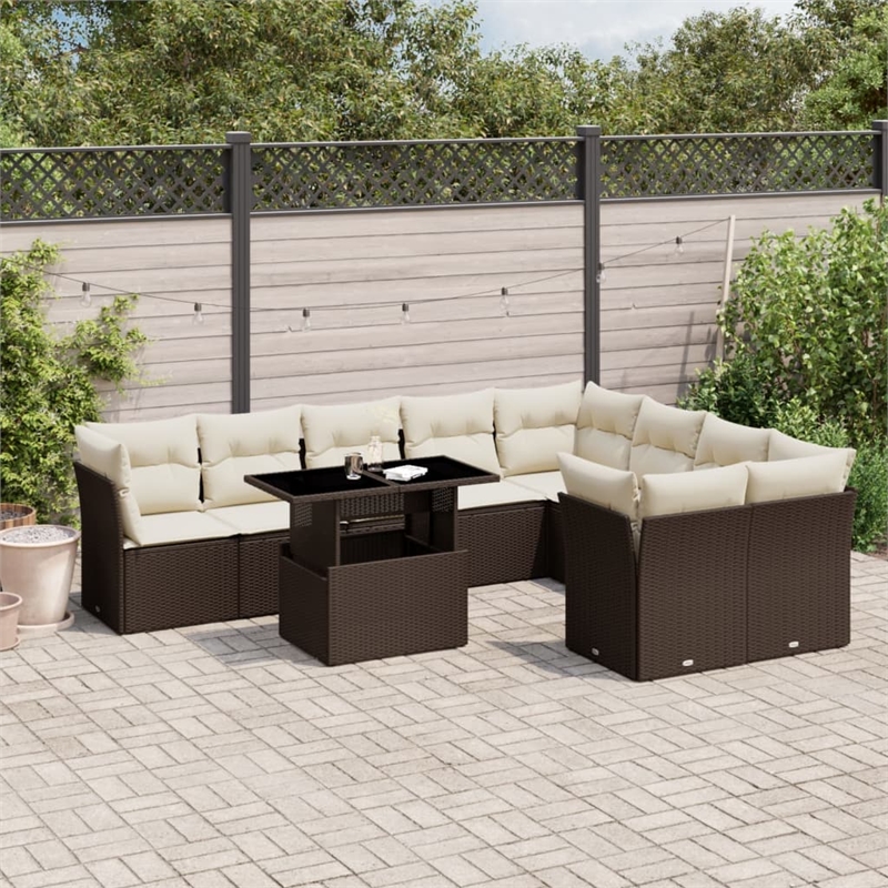 vidaXL Steel Sofa Set in White/Brown/Cream