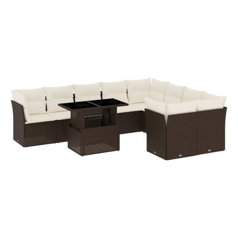 vidaXL Steel Sofa Set in White/Brown/Cream