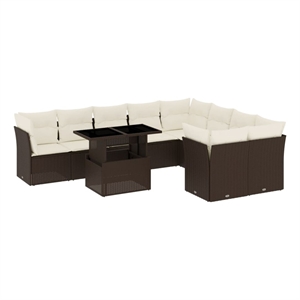 vidaXL Steel Sofa Set in White/Brown/Cream