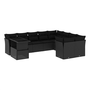 vidaXL 10 Piece Poly Rattan Sofa Set in Black