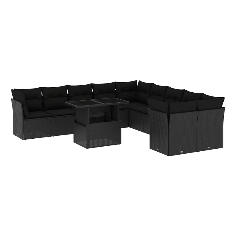 vidaXL 11 Piece Steel Sofa Set in Black