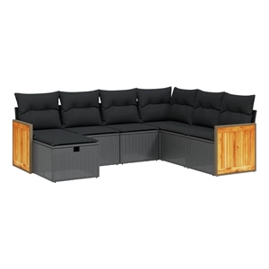 vidaXL 7 Piece Poly Rattan Sofa Set in Black