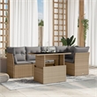 vidaXL 6 Piece Poly Rattan Sofa Set in Gray/Beige