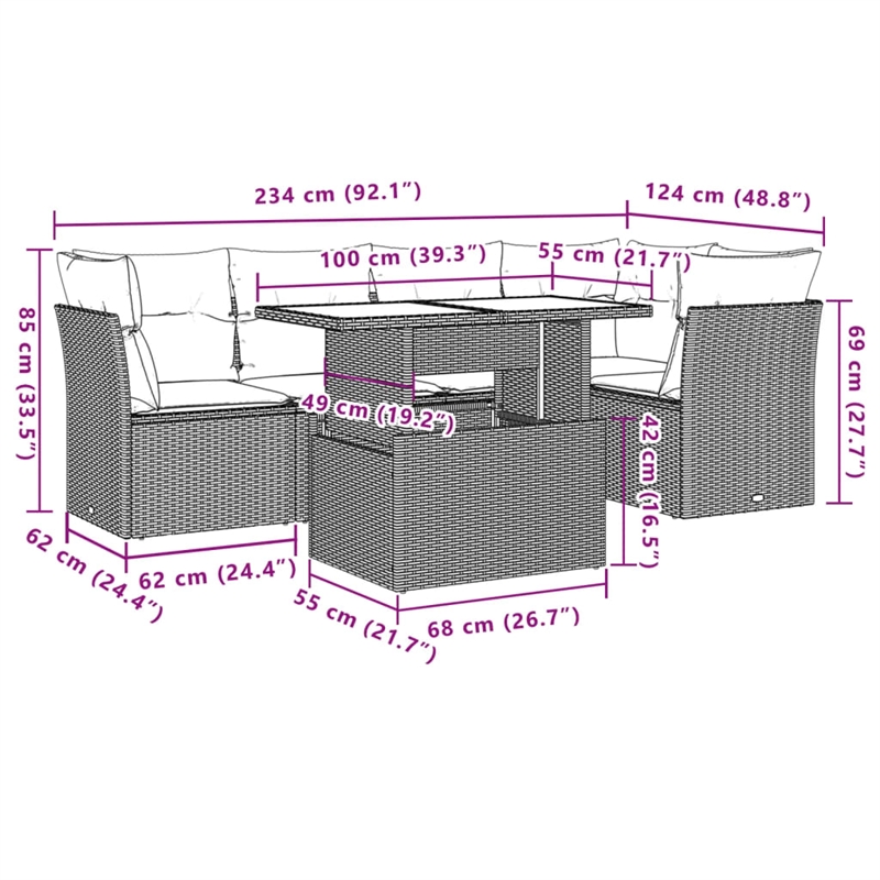 vidaXL 6 Piece Sofa Set in Gray