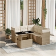 vidaXL Poly Rattan Sofa Set in Beige
