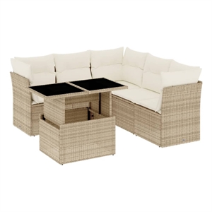vidaXL Poly Rattan Sofa Set in Beige