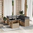 vidaXL 6 Piece Poly Rattan Sofa Set in Beige