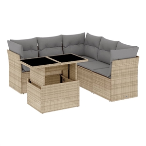vidaXL 6 Piece Poly Rattan Sofa Set in Beige