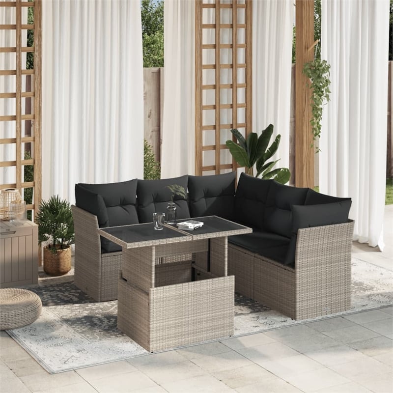 vidaXL 6 Piece Poly Rattan Small Sofa Set in Gray/Anthracite