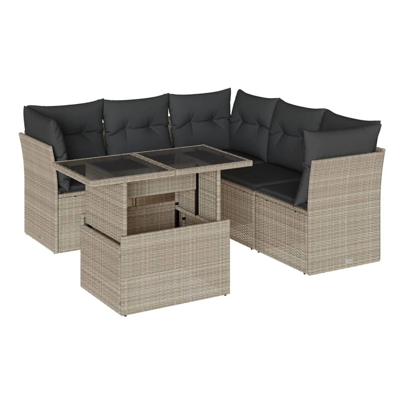 vidaXL 6 Piece Poly Rattan Small Sofa Set in Gray/Anthracite