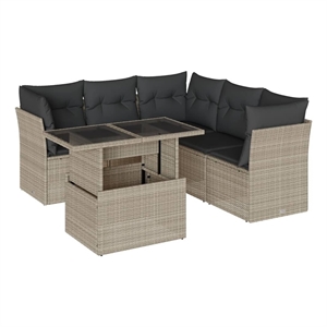 vidaXL 6 Piece Poly Rattan Small Sofa Set in Gray/Anthracite