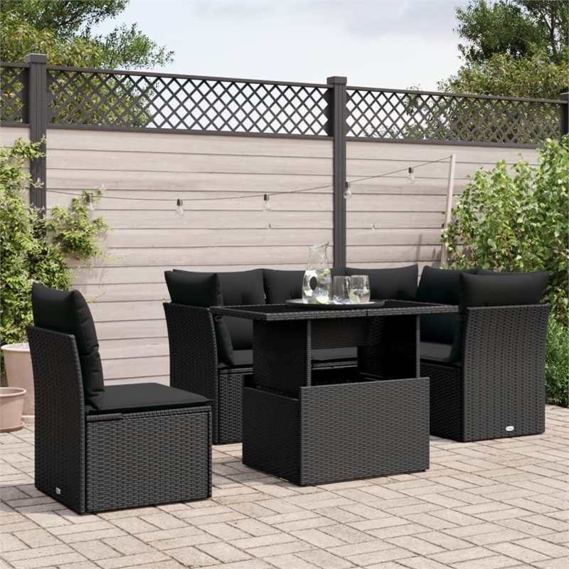 vidaXL 6 Piece Sofa Set in Black
