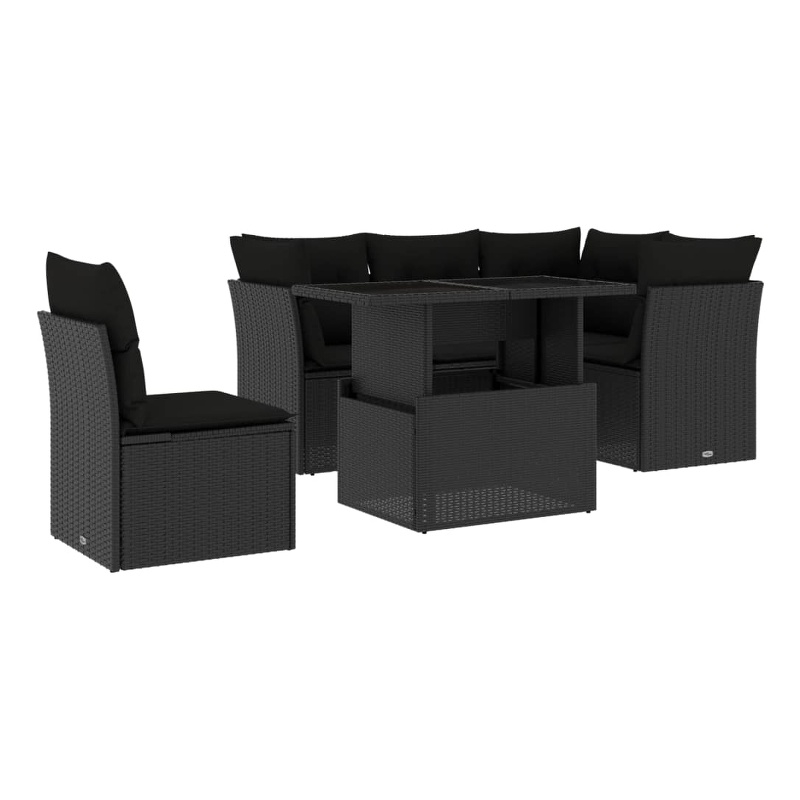vidaXL 6 Piece Sofa Set in Black