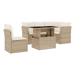 vidaXL 6 Piece Steel Sofa Set in White/Cream/Beige