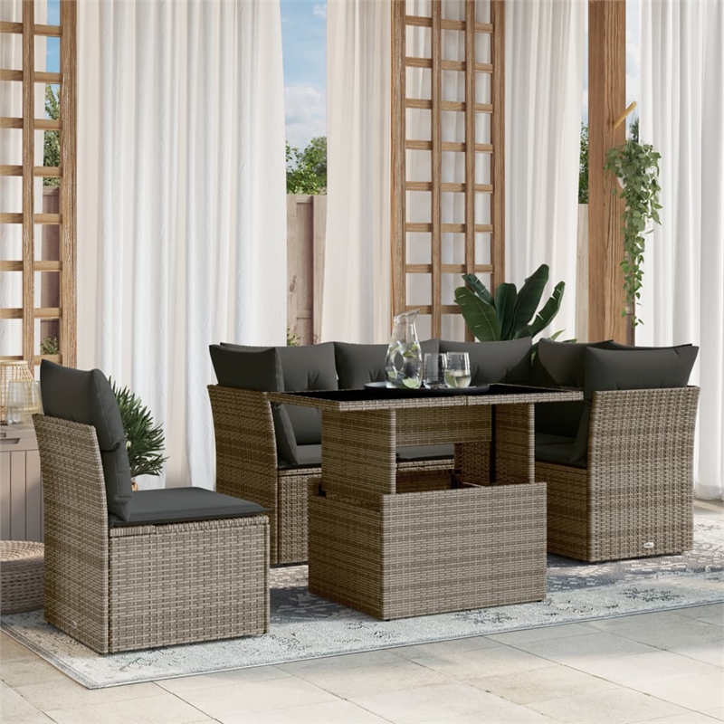 vidaXL Poly Rattan Sofa Set in Gray