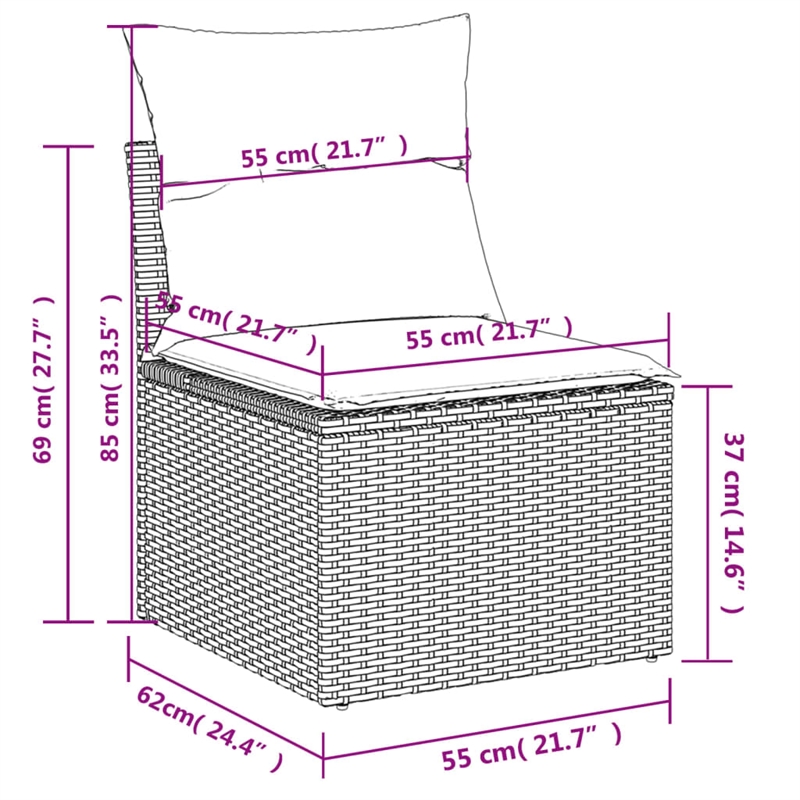vidaXL Poly Rattan Sofa Set in Gray