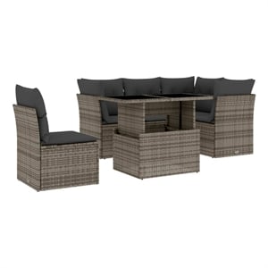 vidaXL Poly Rattan Sofa Set in Gray