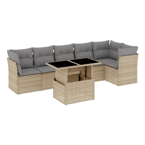 vidaXL 7 Piece Steel Sofa Set in Beige