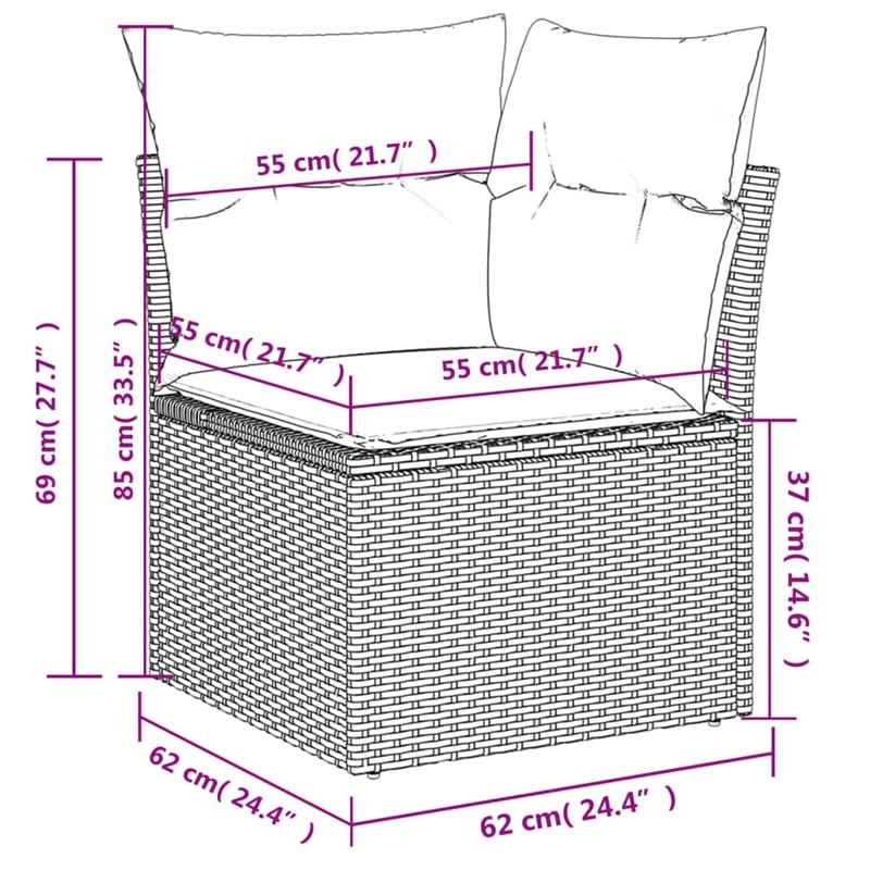 vidaXL 7 Piece Poly Rattan Sofa Set in Gray/Anthracite