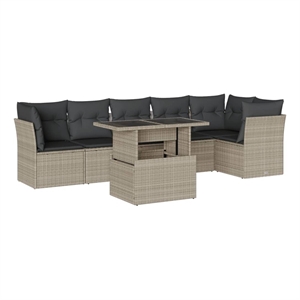 vidaXL 7 Piece Poly Rattan Sofa Set in Gray/Anthracite