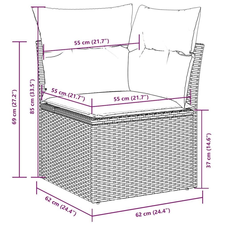 vidaXL 7 Piece Poly Rattan Small Sofa Set in Black