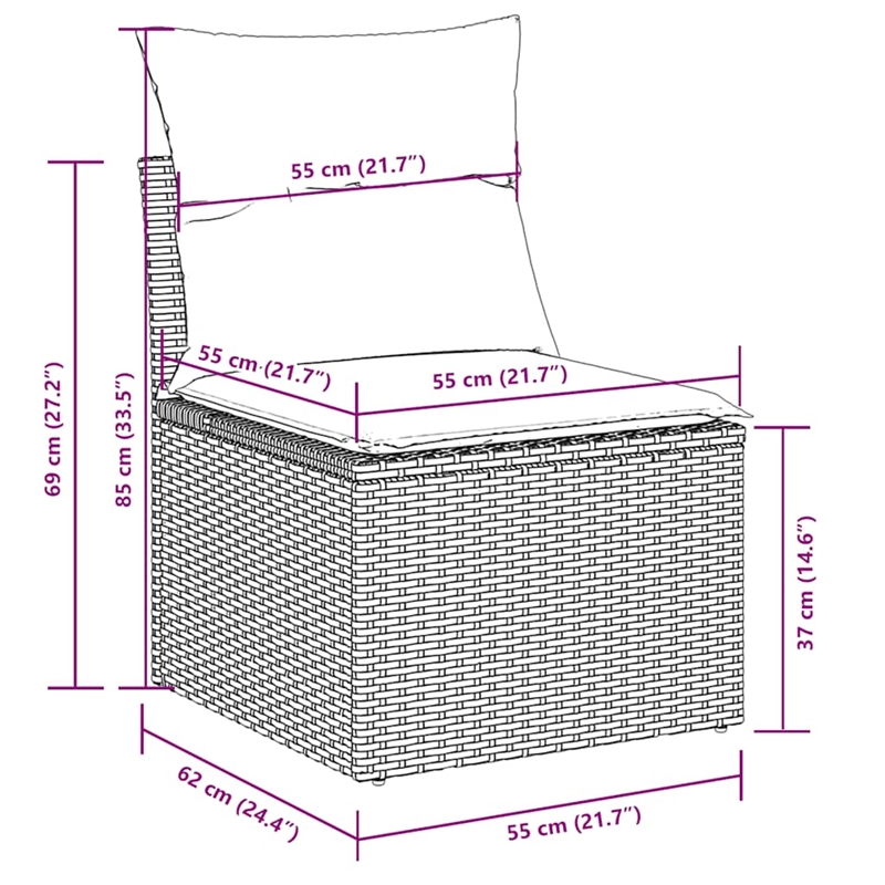 vidaXL 7 Piece Poly Rattan Small Sofa Set in Black