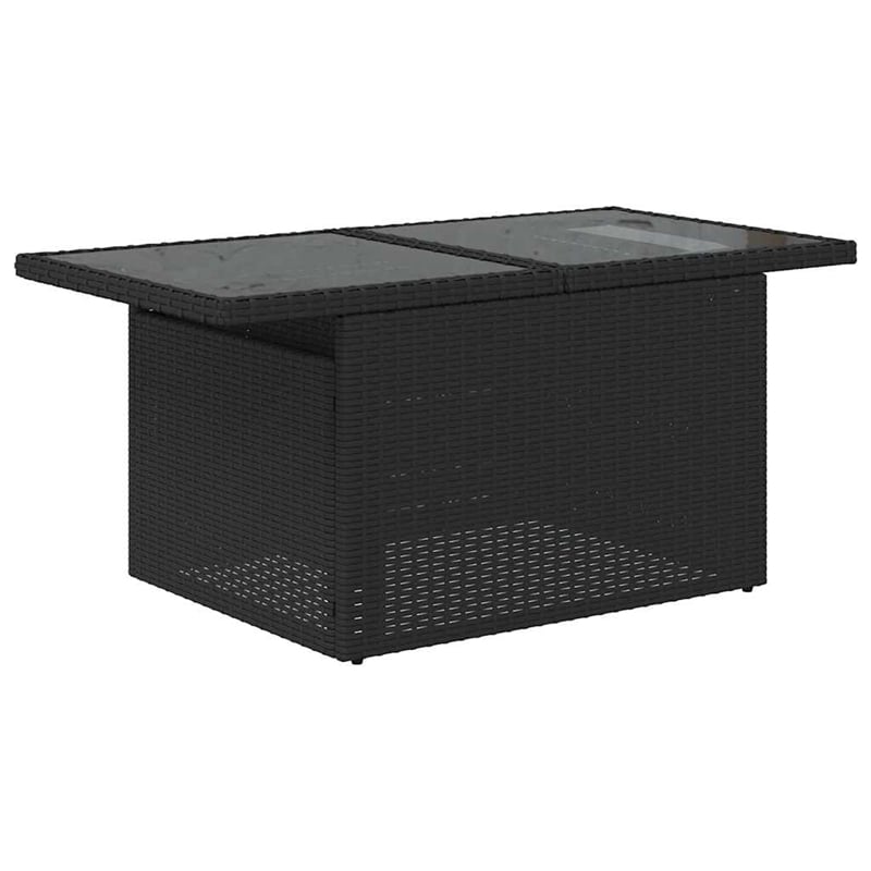 vidaXL 7 Piece Poly Rattan Small Sofa Set in Black