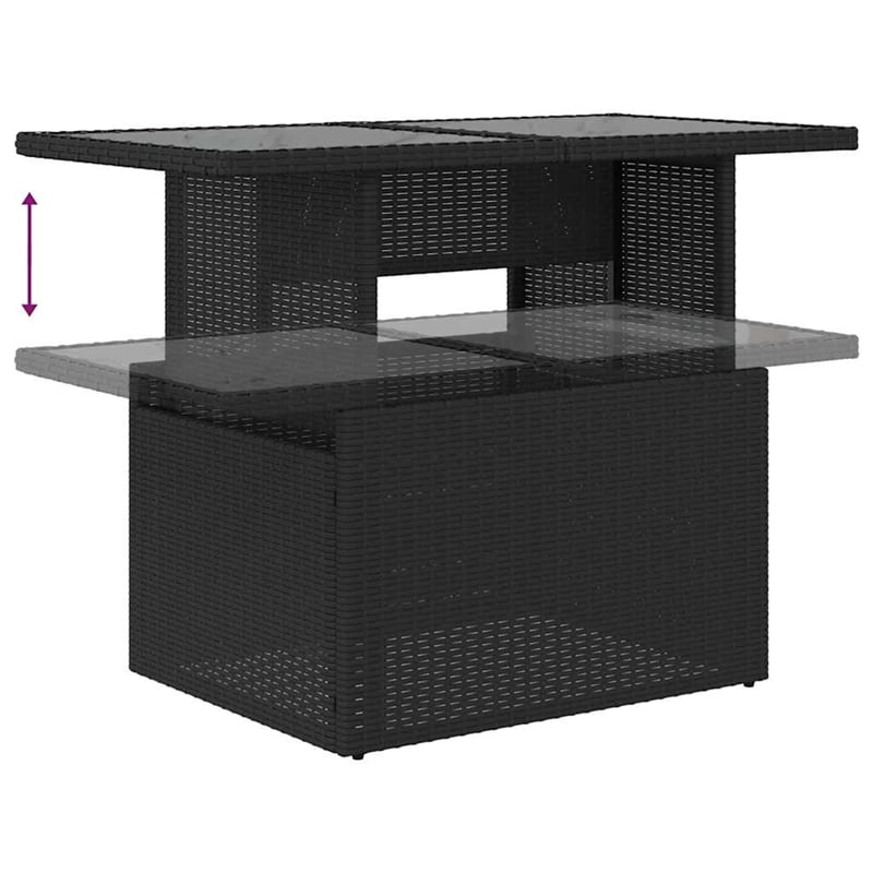 vidaXL 7 Piece Poly Rattan Small Sofa Set in Black