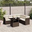 vidaXL 7 Piece Steel Sofa Set in White/Brown/Cream