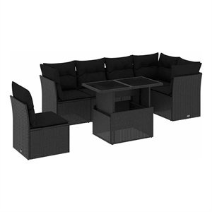 vidaXL 7 Piece Steel Sofa Set in Black