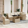 vidaXL 7 Piece Poly Rattan Sofa Set in White/Cream/Beige