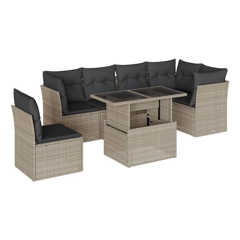 vidaXL 7 Piece Poly Rattan Small Sofa Set in Gray