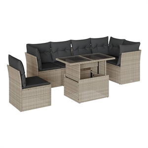 vidaXL 7 Piece Poly Rattan Small Sofa Set in Gray