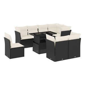vidaXL Steel Small Sofa Set in Black/White/Cream