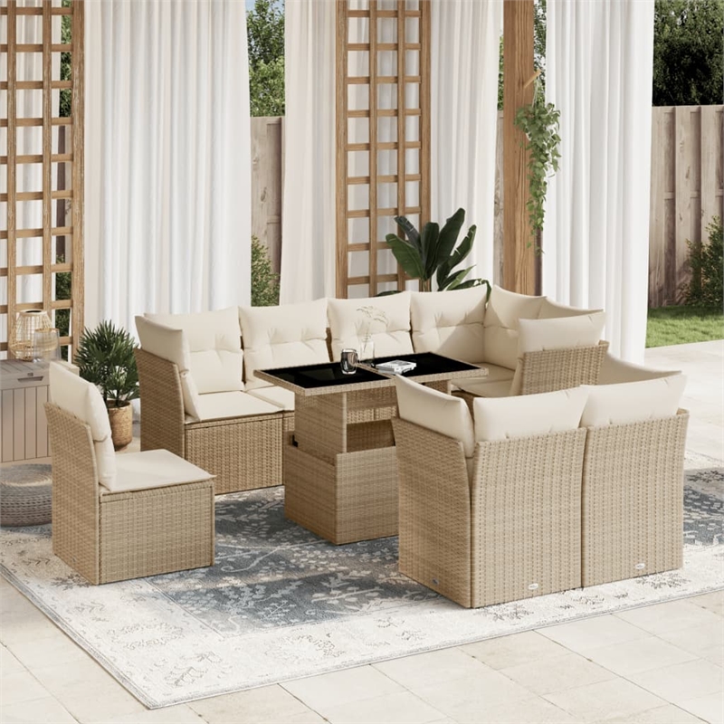 vidaXL 9 Piece Small Sofa Set in White/Cream/Beige