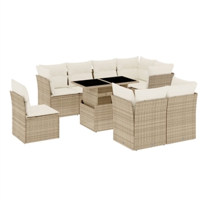 vidaXL 9 Piece Small Sofa Set in White/Cream/Beige