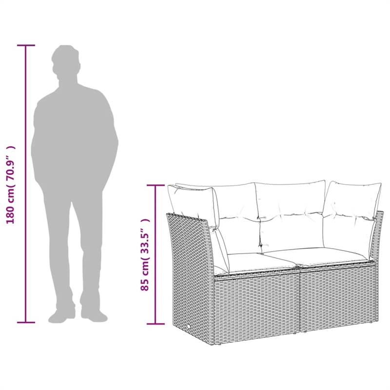 vidaXL 9 Piece Poly Rattan Sofa Set in Gray