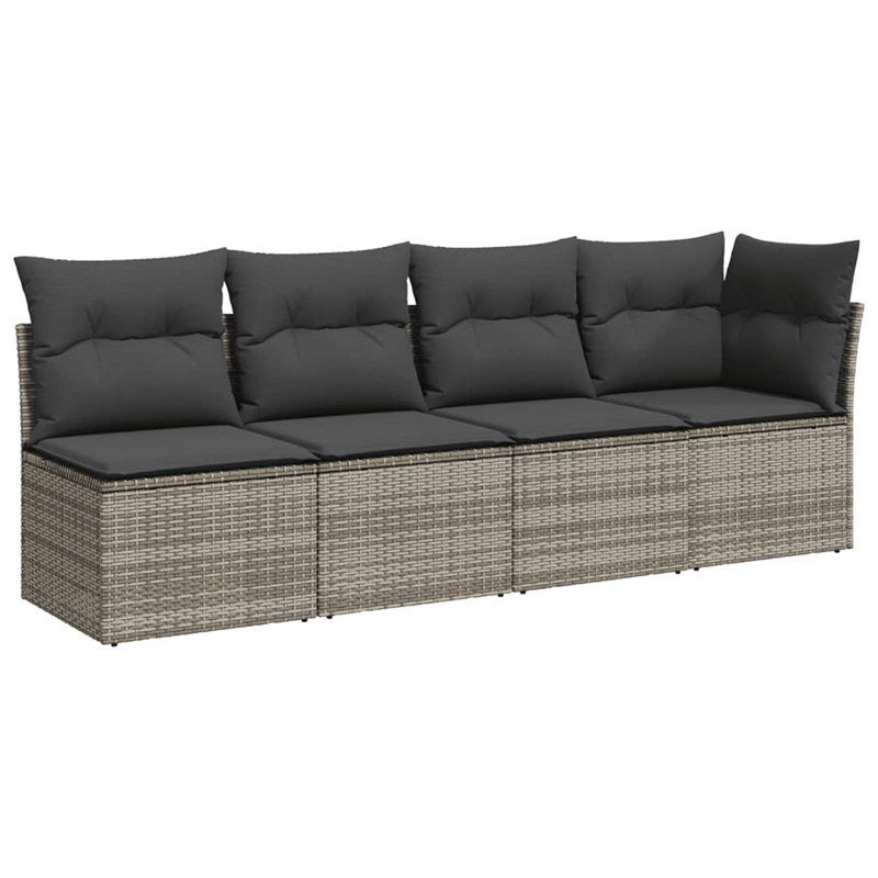 vidaXL 9 Piece Poly Rattan Sofa Set in Gray