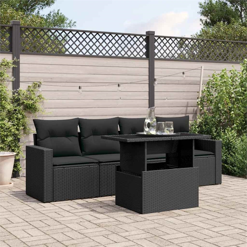 vidaXL 5 Piece Sofa Set in Black