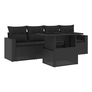 vidaXL 5 Piece Sofa Set in Black