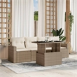 vidaXL 5 Piece Poly Rattan Sofa Set in Beige
